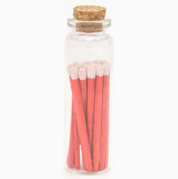Peppermint Colored Decorative Matches in Small Jar