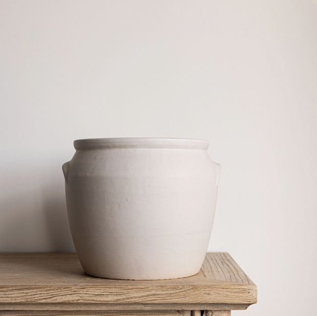 French Replica White Confit Crock Pot, Small