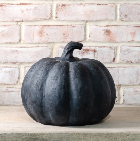 Black Terracotta Pumpkin, 9"H