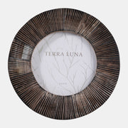 Etched Horn Round Photo Frame, Black, 4x4