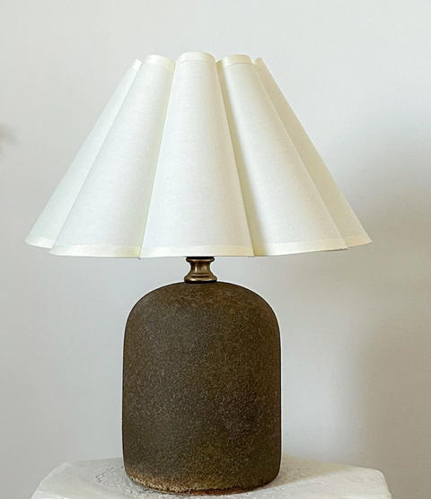 Mini Lamp - Handmade Stoneware w/ Scallop Petal Shade