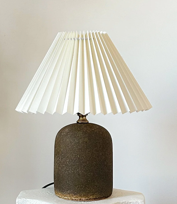 Mini Lamp - Ceramic Brown w/ Pleated Shade