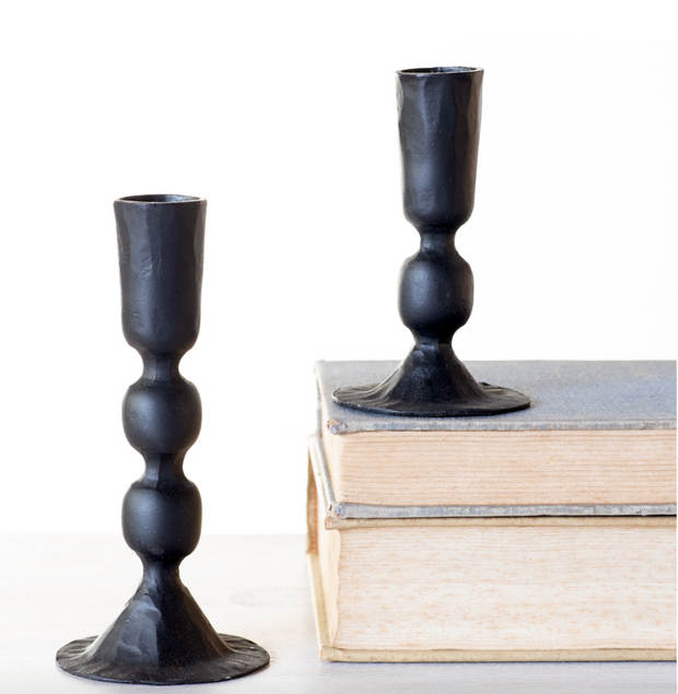 Short Black Candle Holders, 2 Sizes