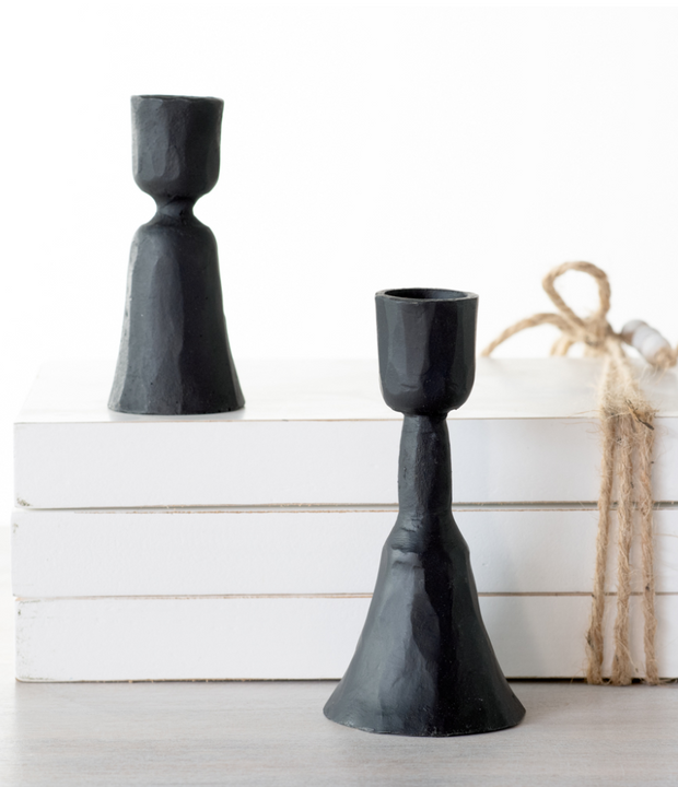 Black Iron Short Candle Holders, 2 Sizes