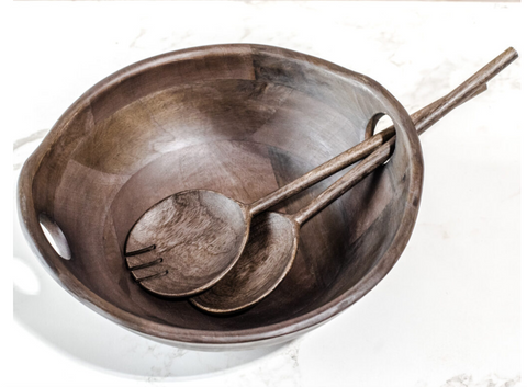 Wood Bowl and Salad Server Set