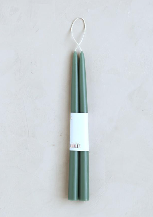 Moss Dipped Taper Candle, Two Sizes