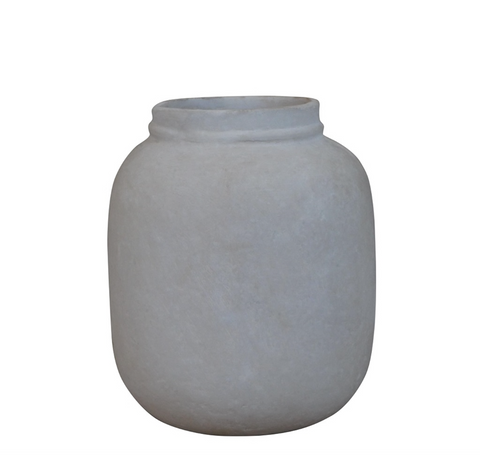 Natural White Paper Mache Pot