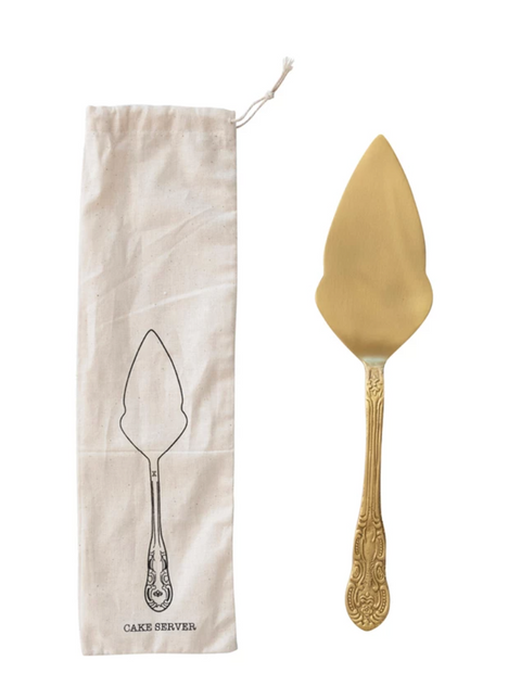 Brass Cake Server w/ Bag