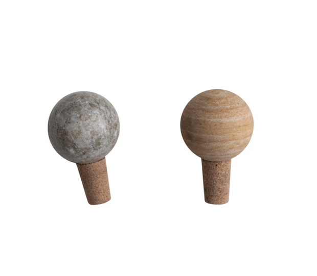 Marble + Cork Bottle stopper, two colors