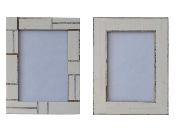Resin Photo Frame w/ Horn Inlay, Ivory, 2 Styles