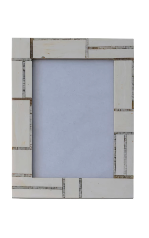 Resin Photo Frame w/ Horn Inlay, Ivory, 2 Styles