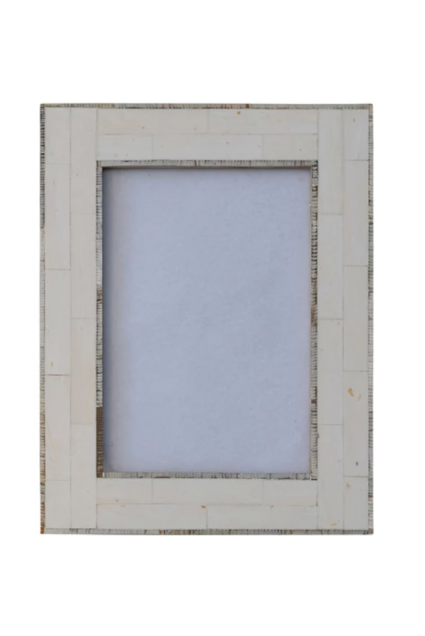 Resin Photo Frame w/ Horn Inlay, Ivory, 2 Styles