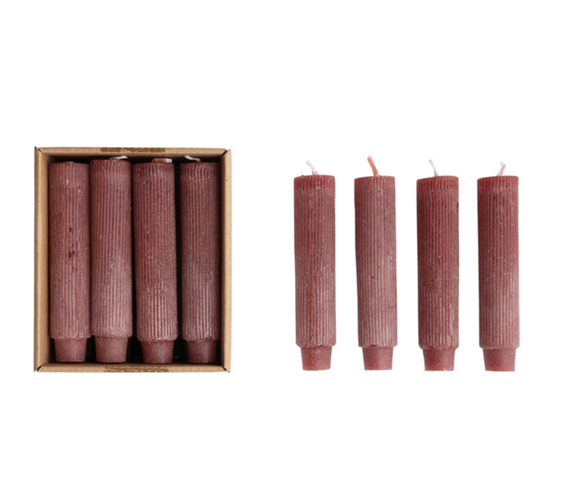 Cabernet Unscented Pleated Candles, set of 2