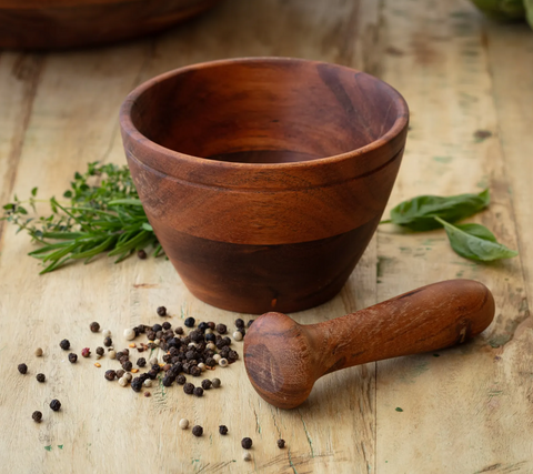 Wooden Mortar + Pestle