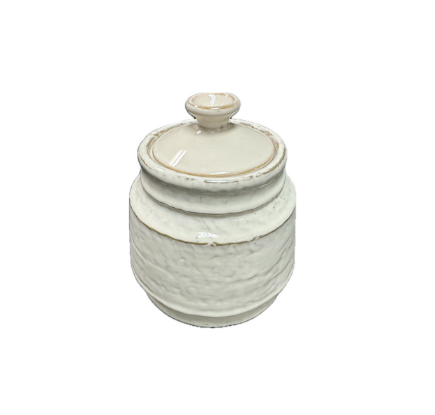 White Canister w/ Lid, two sizes