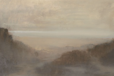 Misty Sea V Grey Framed Art