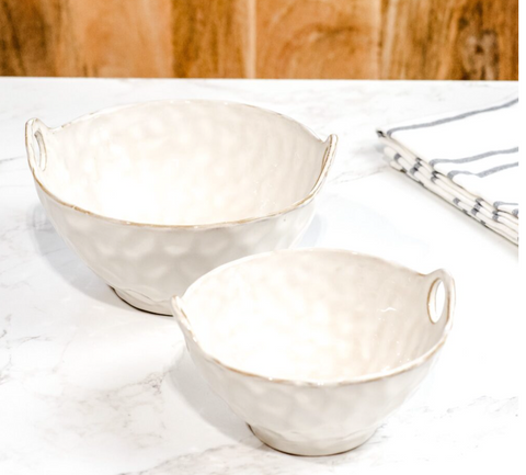 Ceramic Bowl w/ Handles, two sizes