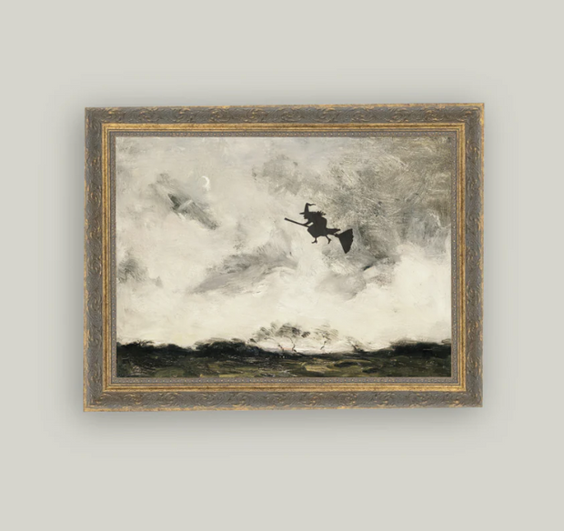 Witch Flying Through the Night Framed Art