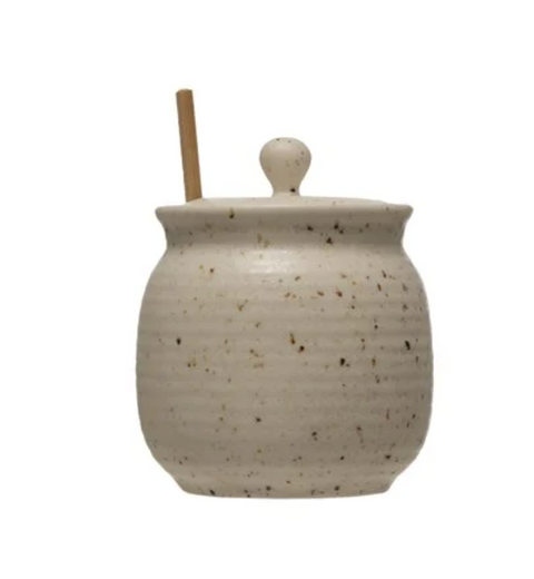 Stoneware Speckle Honey Pot