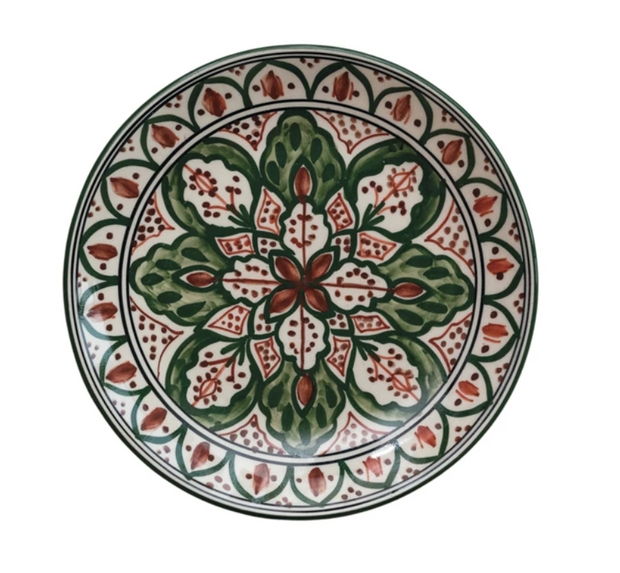 Hand Painted Stoneware Floral Plate