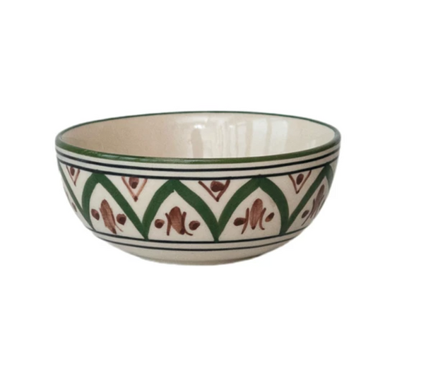 Hand Painted Stoneware Floral Bowl, Small