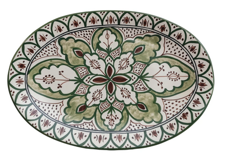 Hand Painted Stoneware Floral Platter