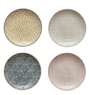 Hand-Stamped Stoneware Plate w/ Pattern, 4 Styles