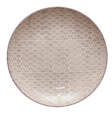 Hand-Stamped Stoneware Plate w/ Pattern, 4 Styles