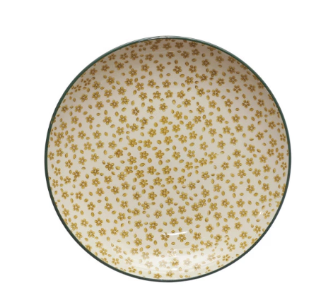 Hand-Stamped Stoneware Plate w/ Pattern, 4 Styles