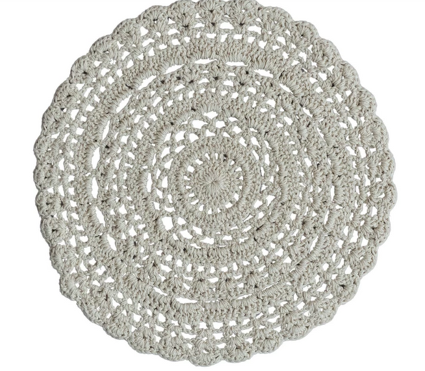 Cotton Blend Crocheted Placemat, Natural
