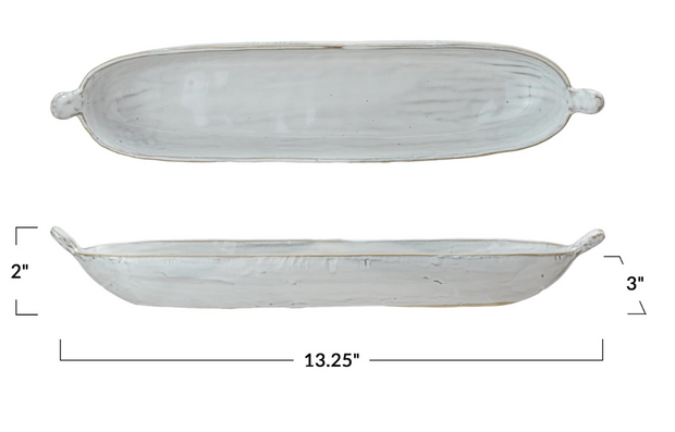 Stoneware Dish w/ Handles, White