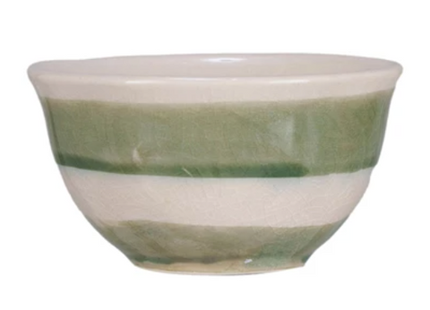 Stoneware Bowl w/ Stripes, 4 Colors