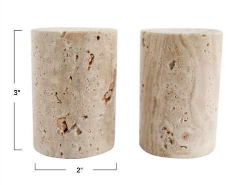 Travertine Salt + Pepper Set of 2