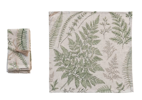 Cotton & Linen Botanical Printed Napkins, Set of 4