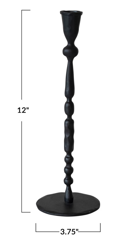 Hand-Forged Cast Iron Taper Holder, Black