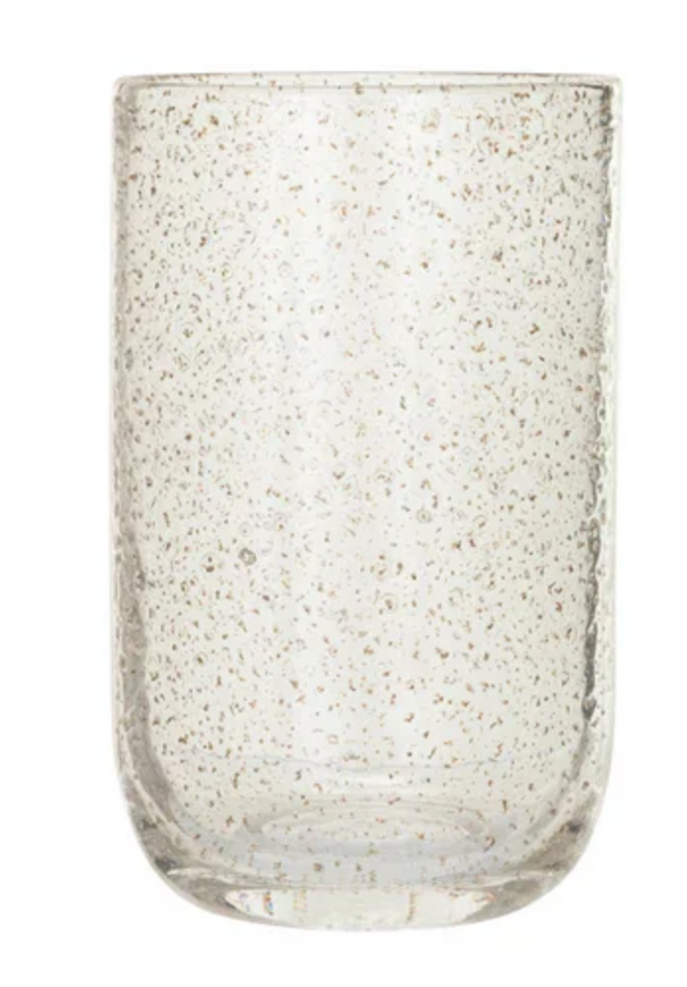 Seeded Drinking Glass w/ Gold Color Flecks, 2 sizes