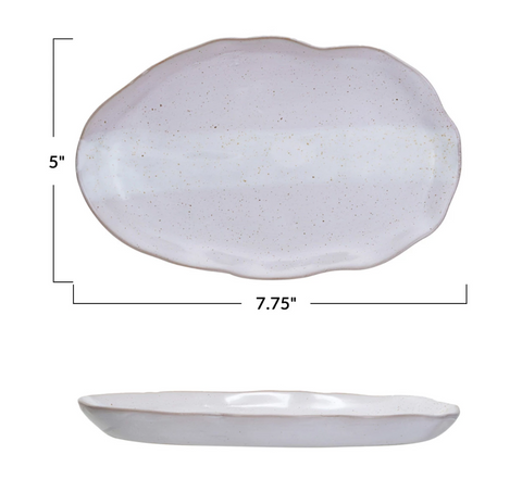 Stoneware Organic Shaped Plate, White