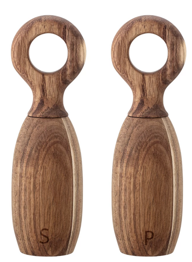 Acacia Wood Salt and Pepper Mills, Set of 2