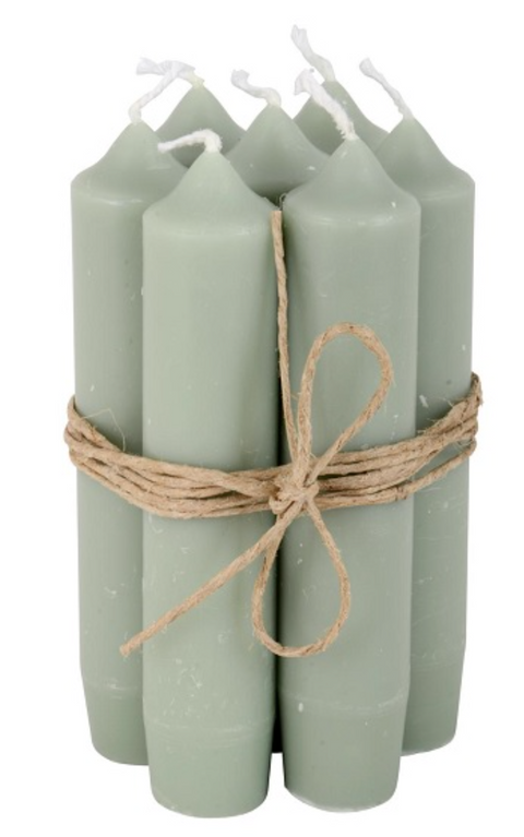 Short Pillar Candle, Dusty Green, set of 2