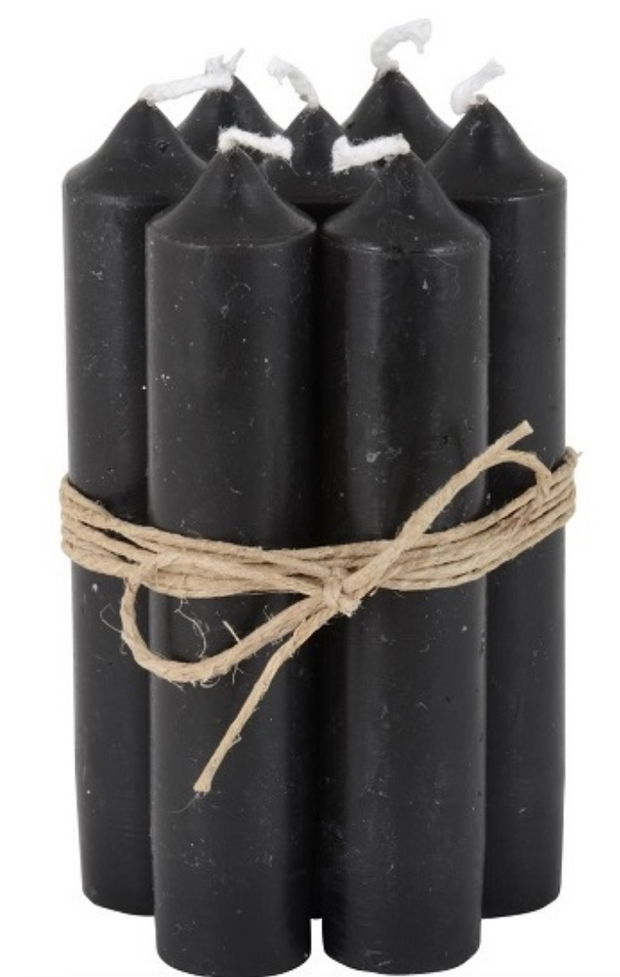 Short Pillar Candle, Black, set of 2