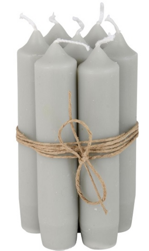 Short Pillar Candle, Light Grey, Set of 2