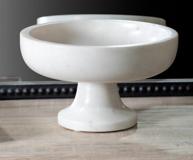 8″ White Marble Raised Bowl