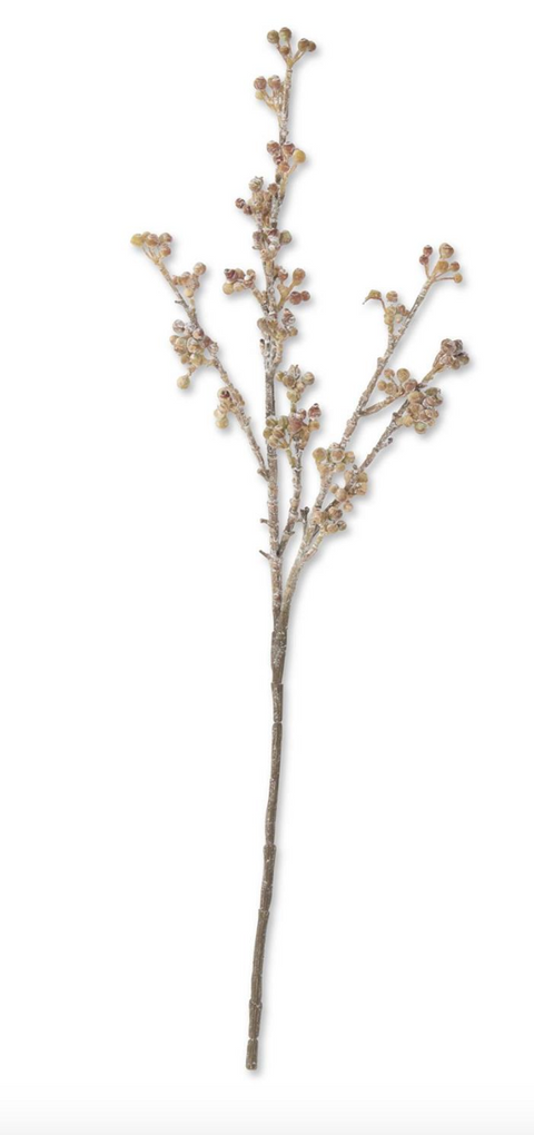 24" Powdered Light Brown Berry Stem