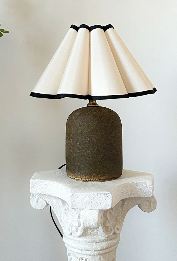 Mini Lamp - Ceramic Brown w/ Fabric Pleated Shade