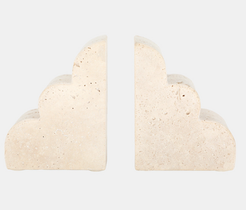 Travertine Cloud Bookends, Tan, set of 2