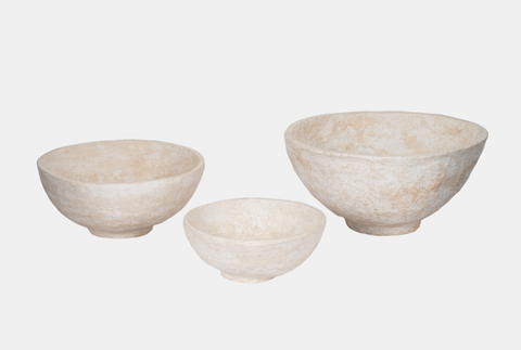 Paper Mache Bowls, White, 3 sizes