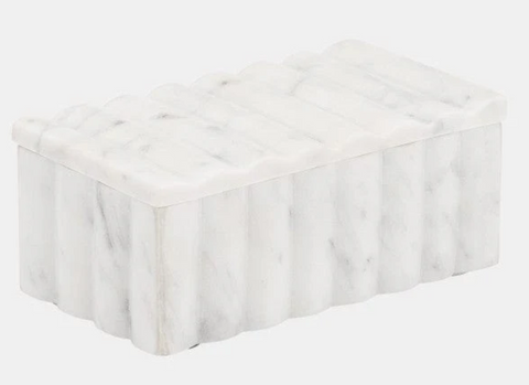 Ridged Marble Box, White