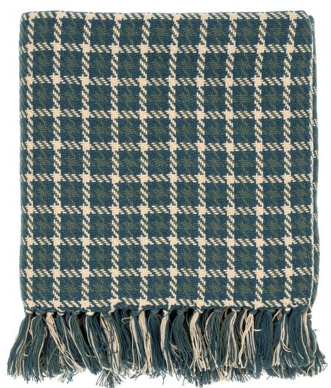 Houndstooth Throw, Teal