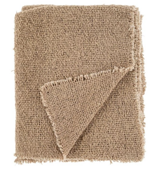 Sable Fringe Throw, Beige