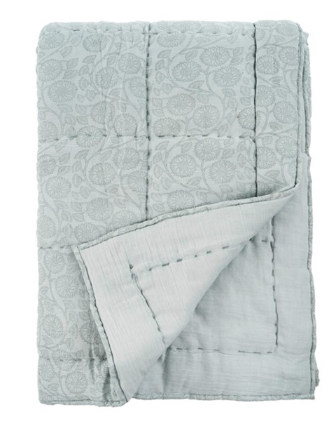 Double Gauze Block Print Queen Quilt, 2 colors